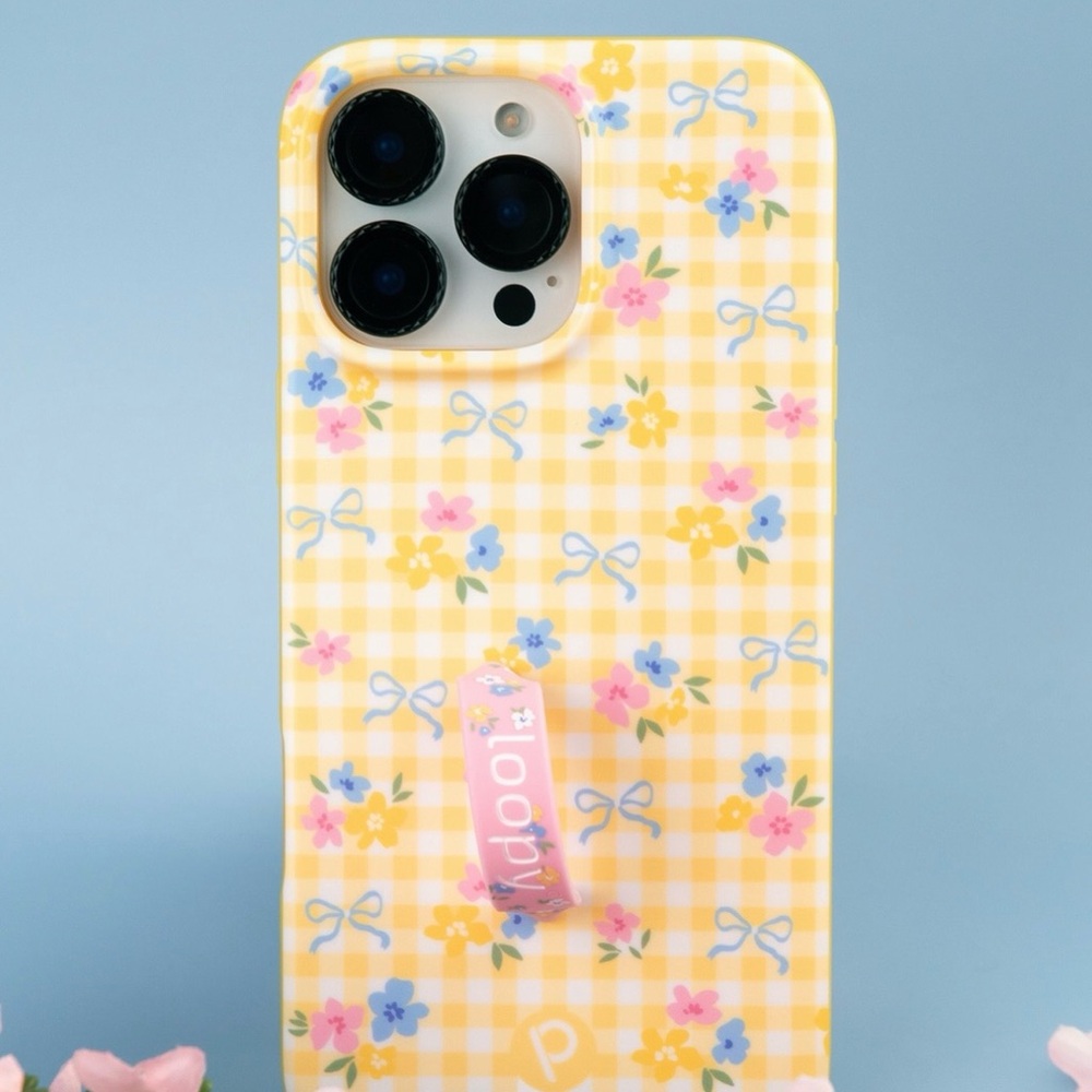 Loopy Case Yellow Gingham Floral Phone Case